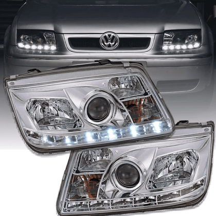 Led Scheinwerfer Set in chrom für VW Bora 09.1998-05.2005