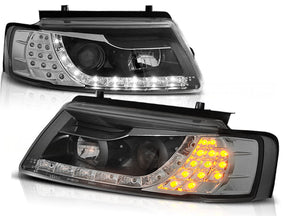 LED Scheinwerfer Set 11.1996-08.2000 mit Tagfahrlicht-Optik für VW Passat B5 schwarze