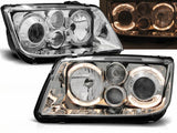 Scheinwerfer für VW Bora 98-05 Angel Eyes chrom