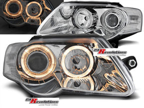 Angel Eyes Scheinwerfer VW Passat 3C chrom mit Ringbeleuchtung inkl Motor 03.05-10