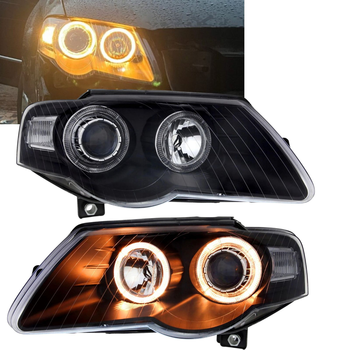 Angel Eyes Scheinwerfer Set für VW Passat 3C schwarz inkl Motor 03.05-2010