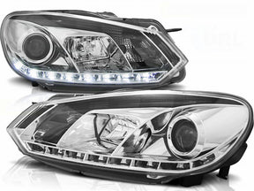 LED Scheinwerfer chrom mit Tagfahrlicht für 10.2008-2012 Tuning für VW Golf 6