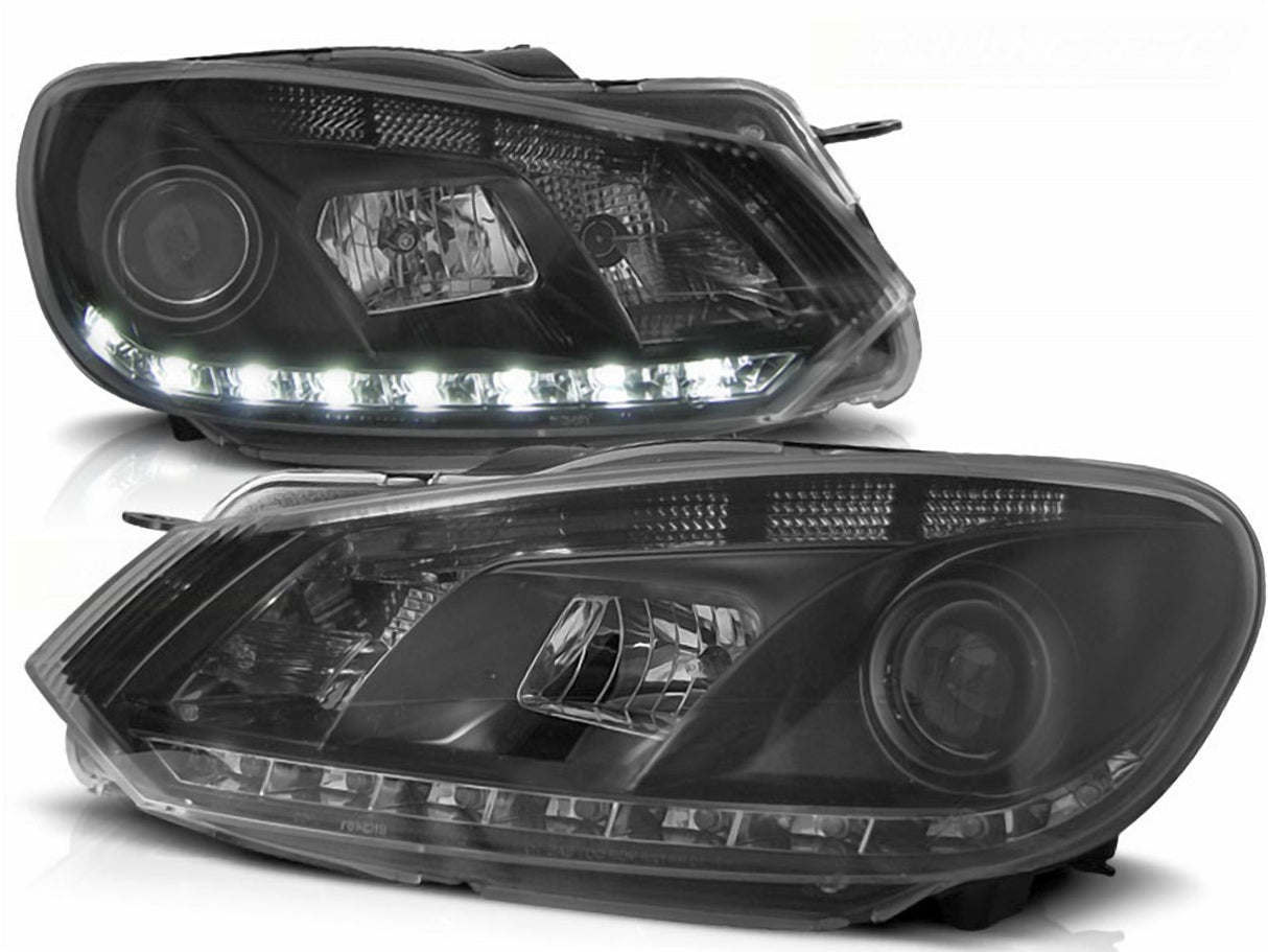 LED Tagfahrlicht Scheinwerfer in schwarz für VW Golf 6 VI 10.2008-2012