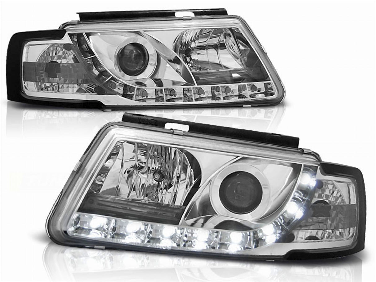 LED Tagfahrlicht Scheinwerfer in chrom für VW Passat 3B 11.1996-08.2000