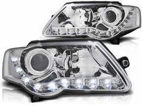 Chrom LED Scheinwerfer Set für VW Passat 3C 03.05-10 mit Tagfahrlicht-Optik