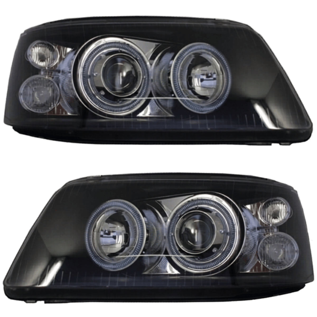 Schwarze Scheinwerfer mit Ringen für Audi A4 B6/B7, LED-Tagfahrlicht-Optik, Tuning-Scheinwerfer
