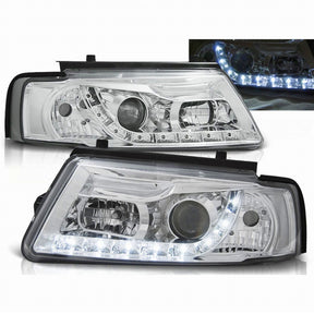 Chrom LED Scheinwerfer Set VW Passat B5 1996-2000 mit Tagfahrlicht Funktion