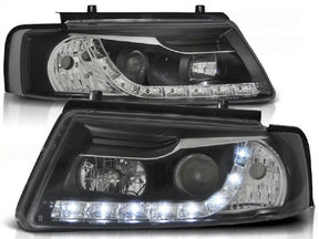 Schwarze LED Scheinwerfer für VW Passat B5 1996-2000, mit Tagfahrlicht-Optik