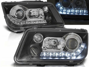 LED Scheinwerfer Set schwarz mit Tagfahrlicht-Optik für VW Bora 1998-2005