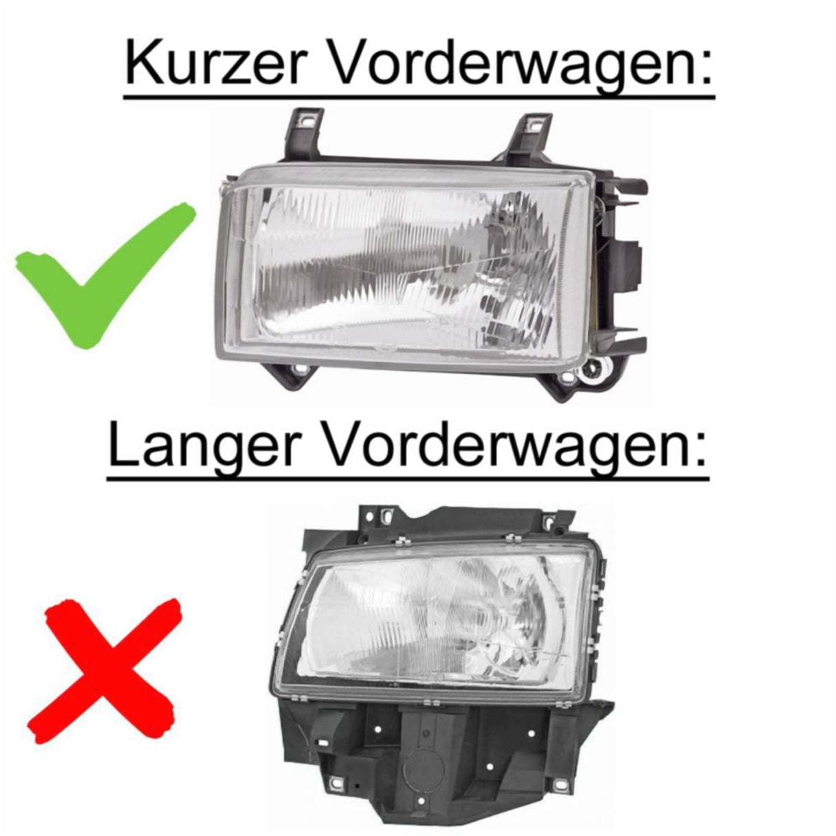 Led Scheinwerfer in chrom kurzer Vorderwagen für VW T4 Bus 1990-2003