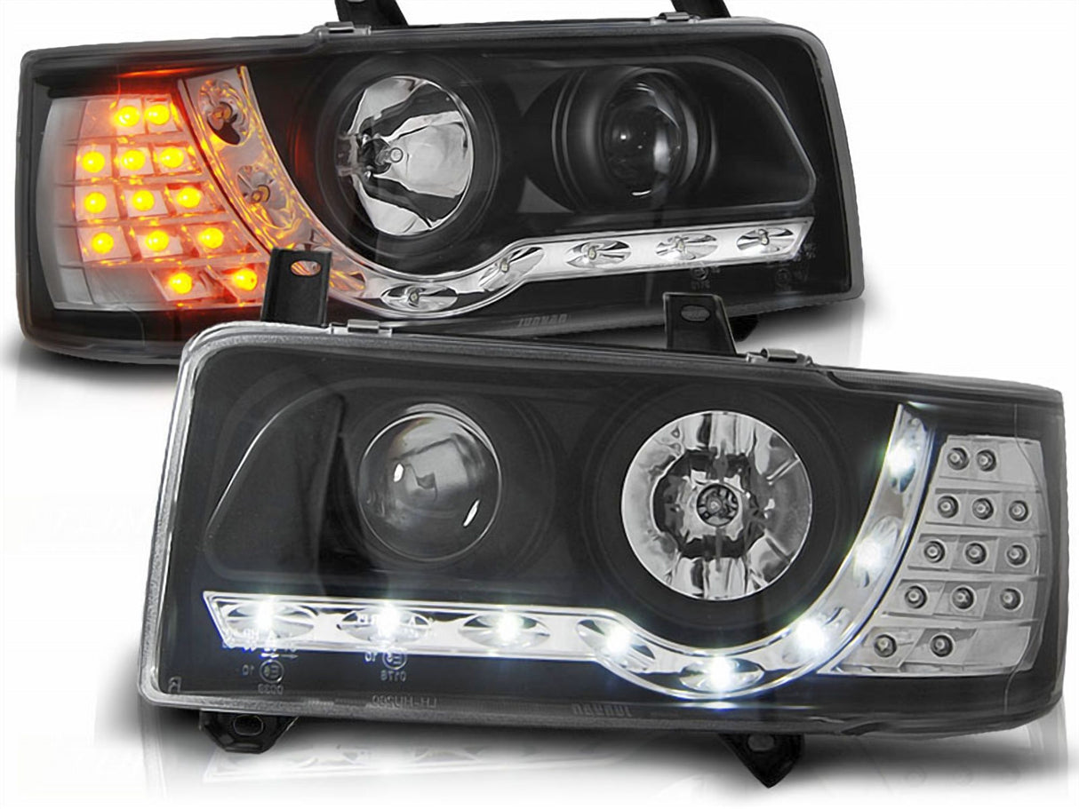 Led Scheinwerfer für VW T4 Bus 1990-2003 schwarz kurzer Vorderwagen