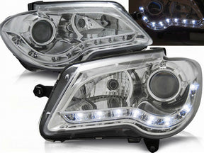 Chrom LED Scheinwerfer Set für VW Touran 1T GP 06-10 mit Tagfahrlicht-Optik