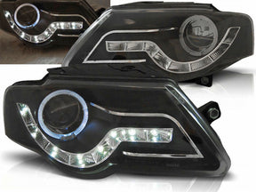 LED Scheinwerfer Set 03.2005-2010 mit Tagfahrlicht Ringen für VW Passat B6 3C schwarze