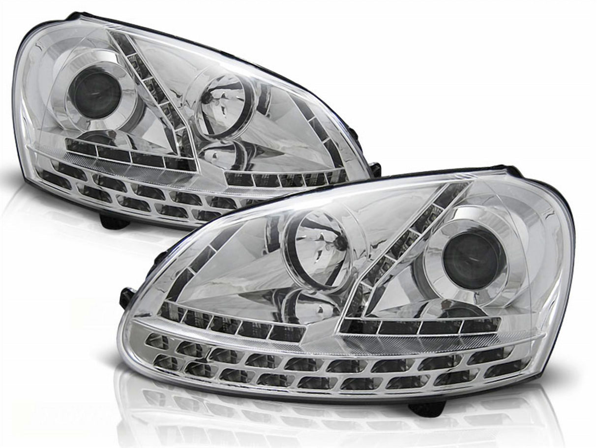 Led Scheinwerfer Set in chrom für VW Golf 5 03-2008