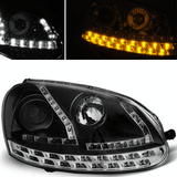 LED Scheinwerfer für VW Golf 5 mit Tagfahrlicht Funktion und Blinker, schwarz