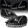 Scheinwerfer Set mit LED Blinker H7 Upgrade, schwarzes Design für VW Golf V