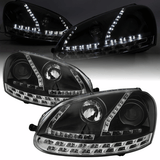 Scheinwerfer Set mit LED Blinker H7 Upgrade, schwarzes Design für VW Golf V