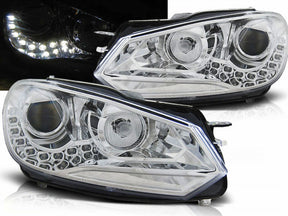 LED Scheinwerfer chrom mit Tagfahrlicht, 2008-2012, Tuning Scheinwerfer für VW Golf 6