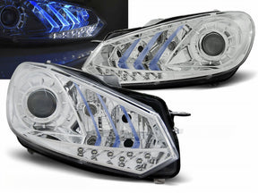 LED Scheinwerfer chrom mit Tagfahrlicht-Optik, 10.2008-2012, Tuning-Scheinwerfer für VW Golf 6