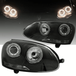 Angel Eyes Scheinwerfer schwarz für VW Golf 5 2003-2009, LED Tagfahrlicht Optik
