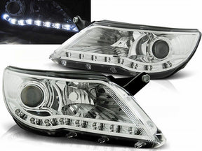 Chrom LED Scheinwerfer Set für VW Tiguan 2007-2011 mit Tagfahrlicht-Optik