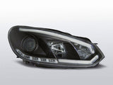 LED Light Tube Tagfahrlicht Scheinwerfer in schwarz für VW Golf 6 VI 2008-2012