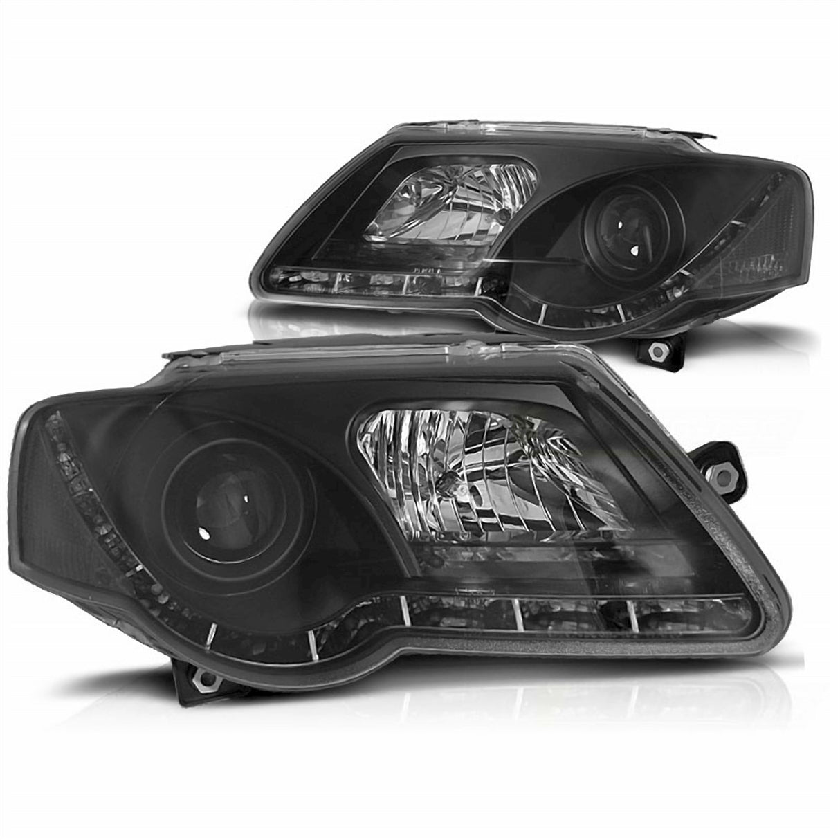 LED Tagfahrlicht Scheinwerfer schwarz für VW Passat B6 3C 03.2005-2010