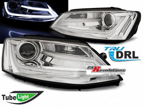 Chrom LED Scheinwerfer mit Tube Tagfahrlicht für VW Jetta 1.11-18, DRL, CR-Tuning