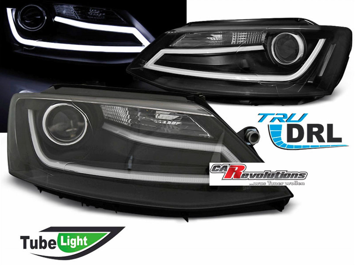 LED Light Tube Tagfahrlicht Scheinwerfer in schwarz für VW Jetta 1.11-18