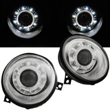 LED Angel Eyes Scheinwerfer Set Chrom für VW Lupo 1998–2005 mit LED Standlicht