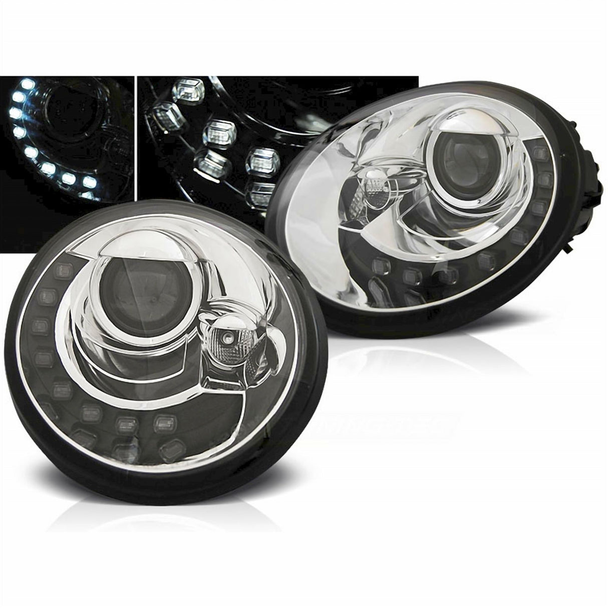 LED Scheinwerfer Set für VW New Beetle 9C chrom 1998-2005