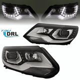 LED Scheinwerfer Set Schwarz für VW Tiguan I 07/2011-12/2015 mit Tagfahrlicht