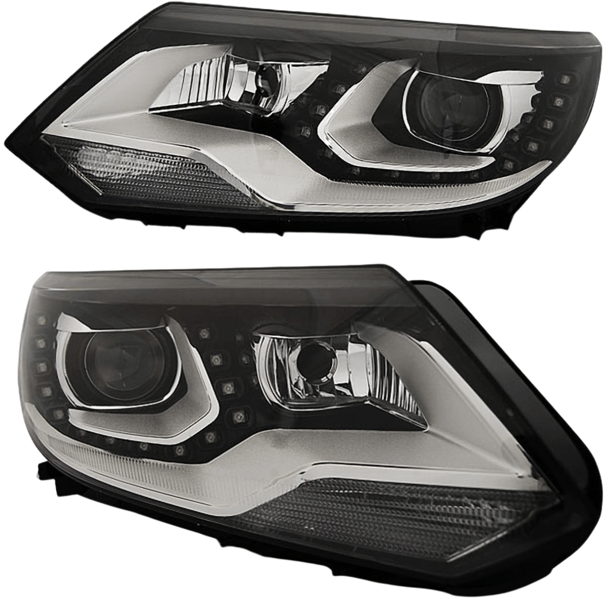 LED Scheinwerfer Set Schwarz für VW Tiguan I 07/2011-12/2015 mit Tagfahrlicht