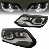 LED Scheinwerfer Set Schwarz für VW Tiguan I 07/2011-12/2015 mit Tagfahrlicht
