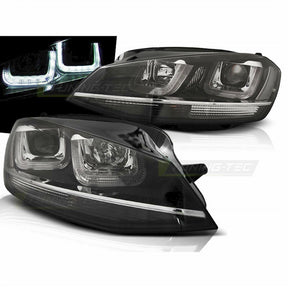 LED Scheinwerfer mit Chrom Silver Line Tagfahrlicht 11.2012-2017 für VW Golf 7 VII schwarze