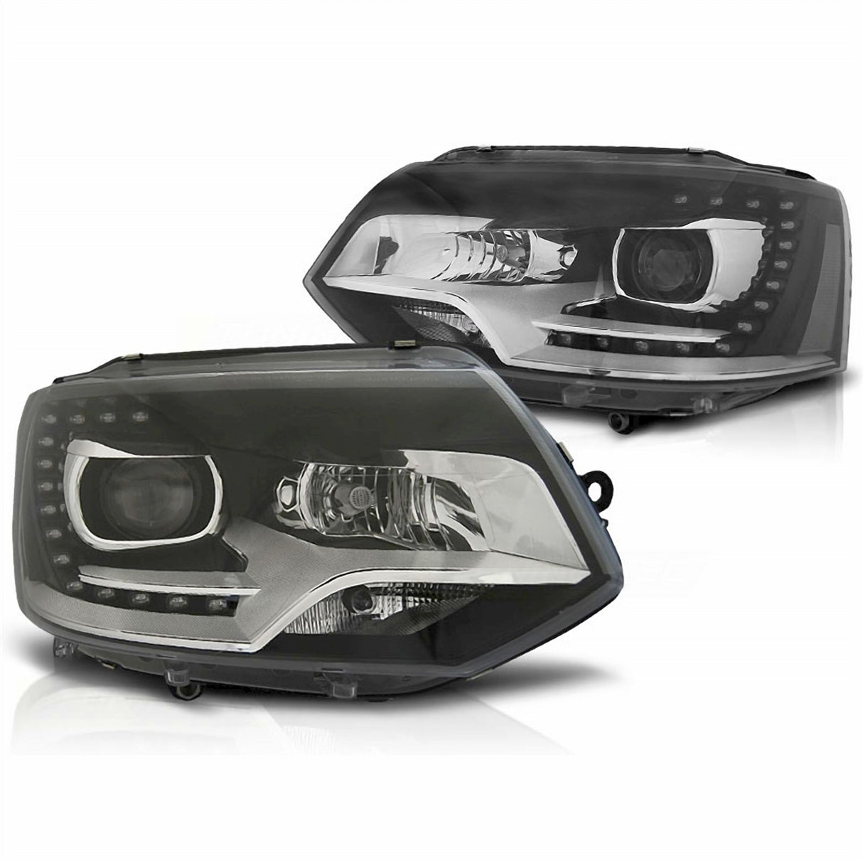 LED Tagfahrlicht Scheinwerfer Set für VW T5 GP 2009-2015 schwarz