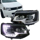 LED Tagfahrlicht Scheinwerfer Set für VW T5 GP 2009-2015 schwarz