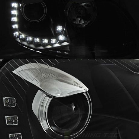 LED Scheinwerfer für BMW E46 Coupe Cabrio mit Tagfahrlicht und Klarglasoptik