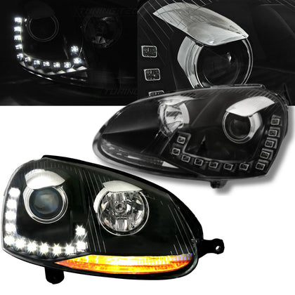 LED Frontscheinwerfer Set Schwarz mit Tagfahrlicht für VW Golf 5 V 2003–2009