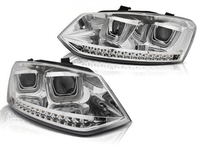 LED Scheinwerfer Chrom VW Polo 6R 2009-2014 dynamische Blinker Set