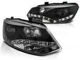 LED Scheinwerfer Set Schwarz für VW Polo 6R 2009–03/2014 mit LED Tagfahrlicht
