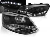 LED Scheinwerfer Set Schwarz für VW Polo 6R 2009–03/2014 mit LED Tagfahrlicht