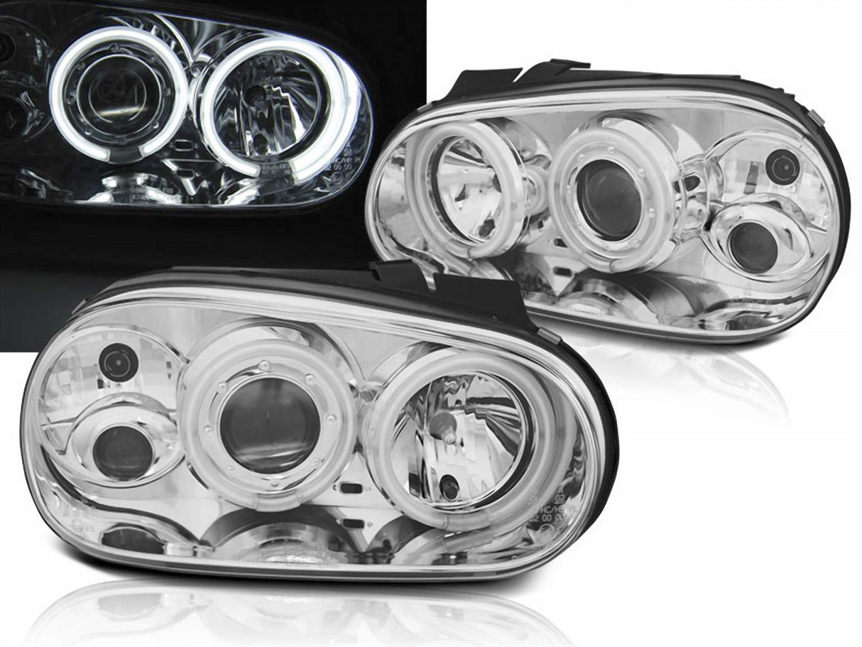 CCFL Angel Eyes Scheinwerfer Set in chrom für VW Golf 4 IV 09.1997-09.2003