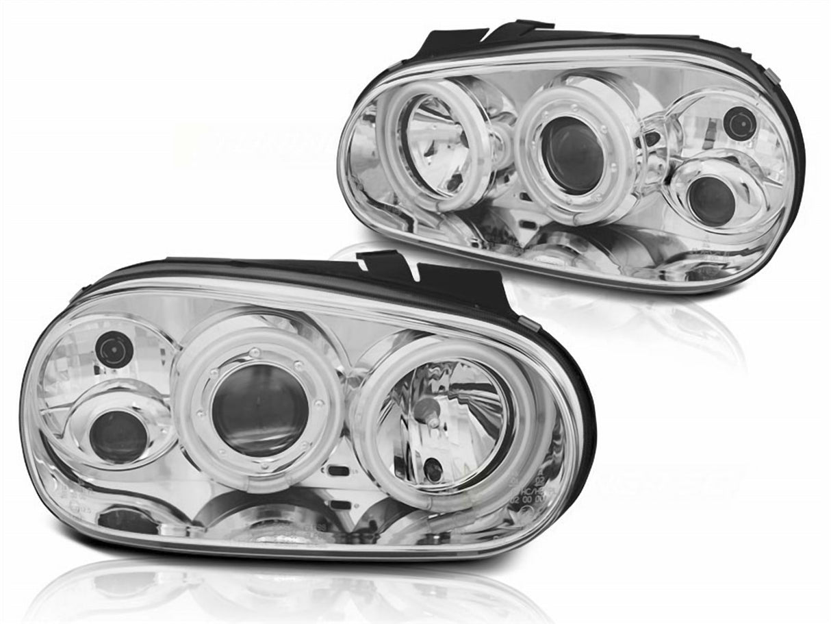 CCFL Angel Eyes Scheinwerfer Set in chrom für VW Golf 4 IV 09.1997-09.2003