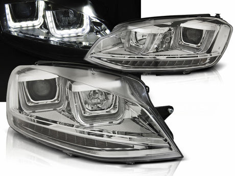 LED Scheinwerfer Chrom für VW Golf 7 VII 2012-2017 mit LED Tagfahrlicht, Paar