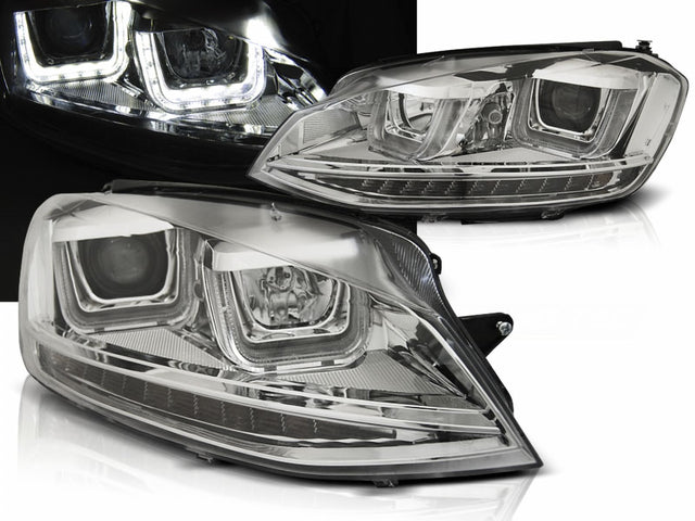 LED Scheinwerfer Chrom für VW Golf 7 VII 2012-2017 mit LED Tagfahrlicht, Paar