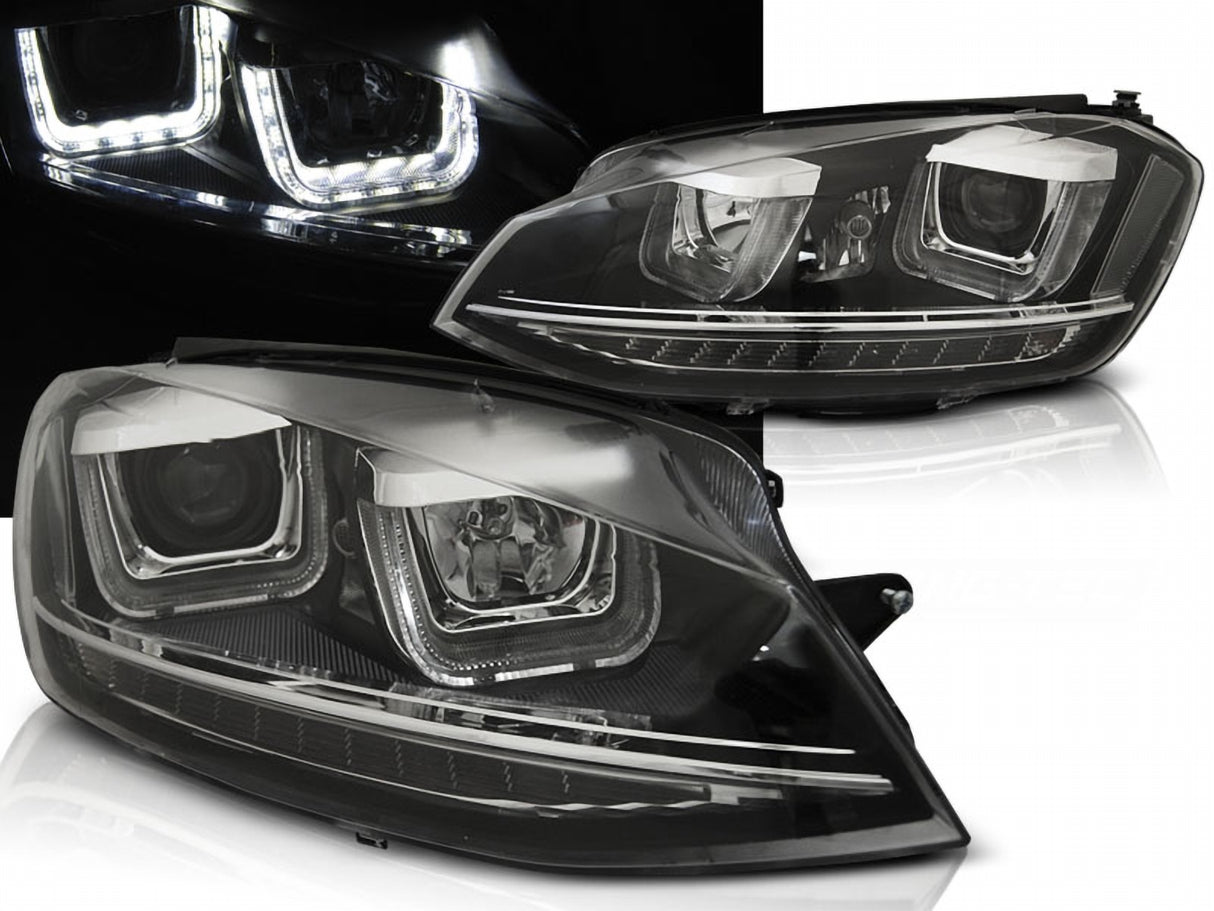 LED Scheinwerfer Set Schwarz VW Golf 7 VII 2012-2017 mit LED Tagfahrlicht
