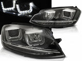 LED Scheinwerfer Set Schwarz VW Golf 7 VII 2012-2017 mit LED Tagfahrlicht
