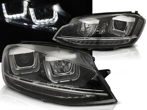 LED Scheinwerfer Set Schwarz VW Golf 7 VII 2012-2017 mit LED Tagfahrlicht