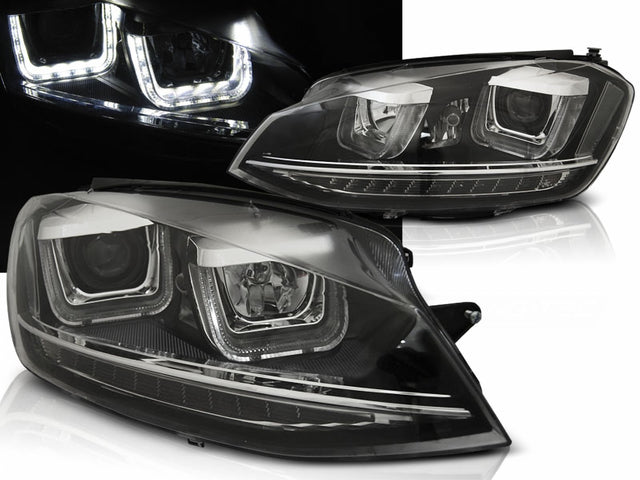 LED Scheinwerfer Set Schwarz VW Golf 7 VII 2012-2017 mit LED Tagfahrlicht